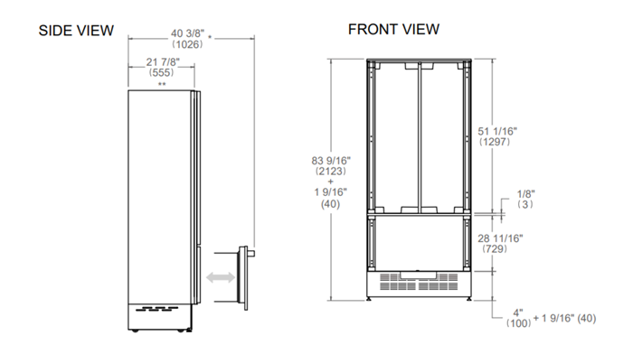 36 Built-in French Door Refrigerator with Ice Maker and Internal Water Dispenser | Bertazzoni